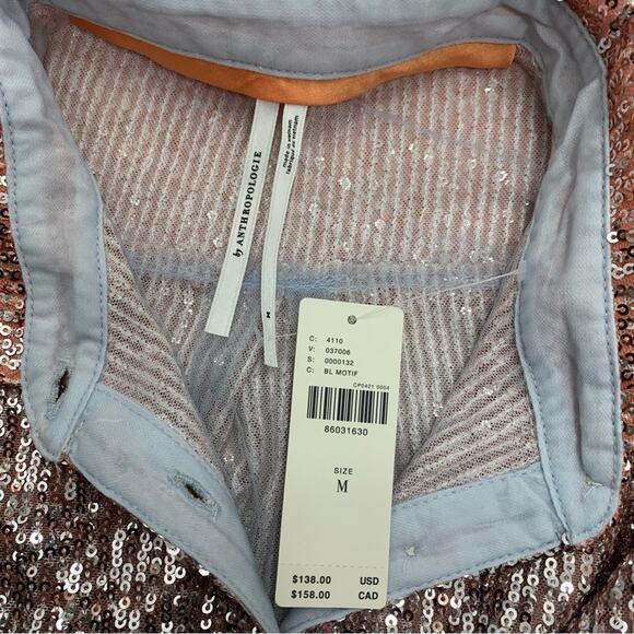By Anthropology Ombré Sequin Buttondown Shirt Blue/Peach size M - Picture 9 of 11